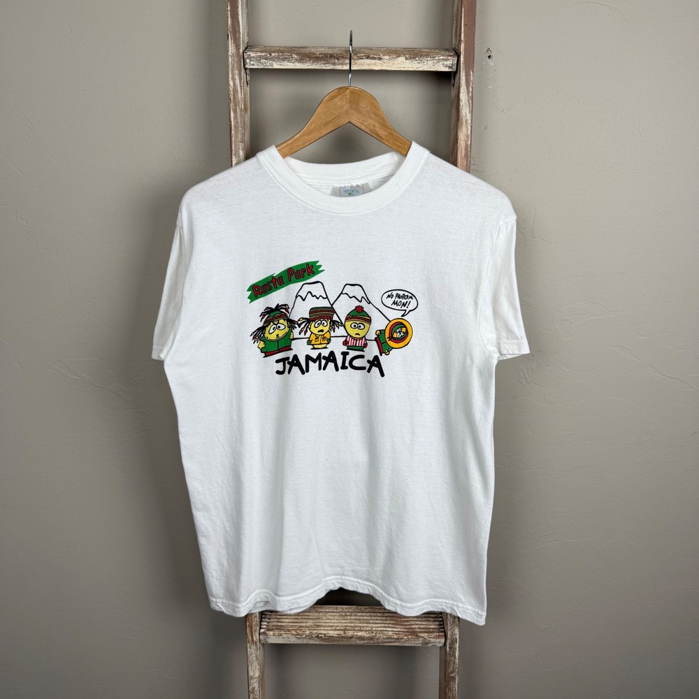 Vintage South Park Jamaica Rasta Park White T Shirt Med‎